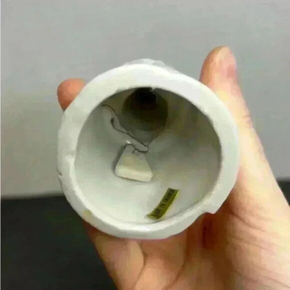 Vintage White Porcelain Taiwan Folk Art‎ Banjo Boy on a Tree Stump Bell - Picture 3 of 8